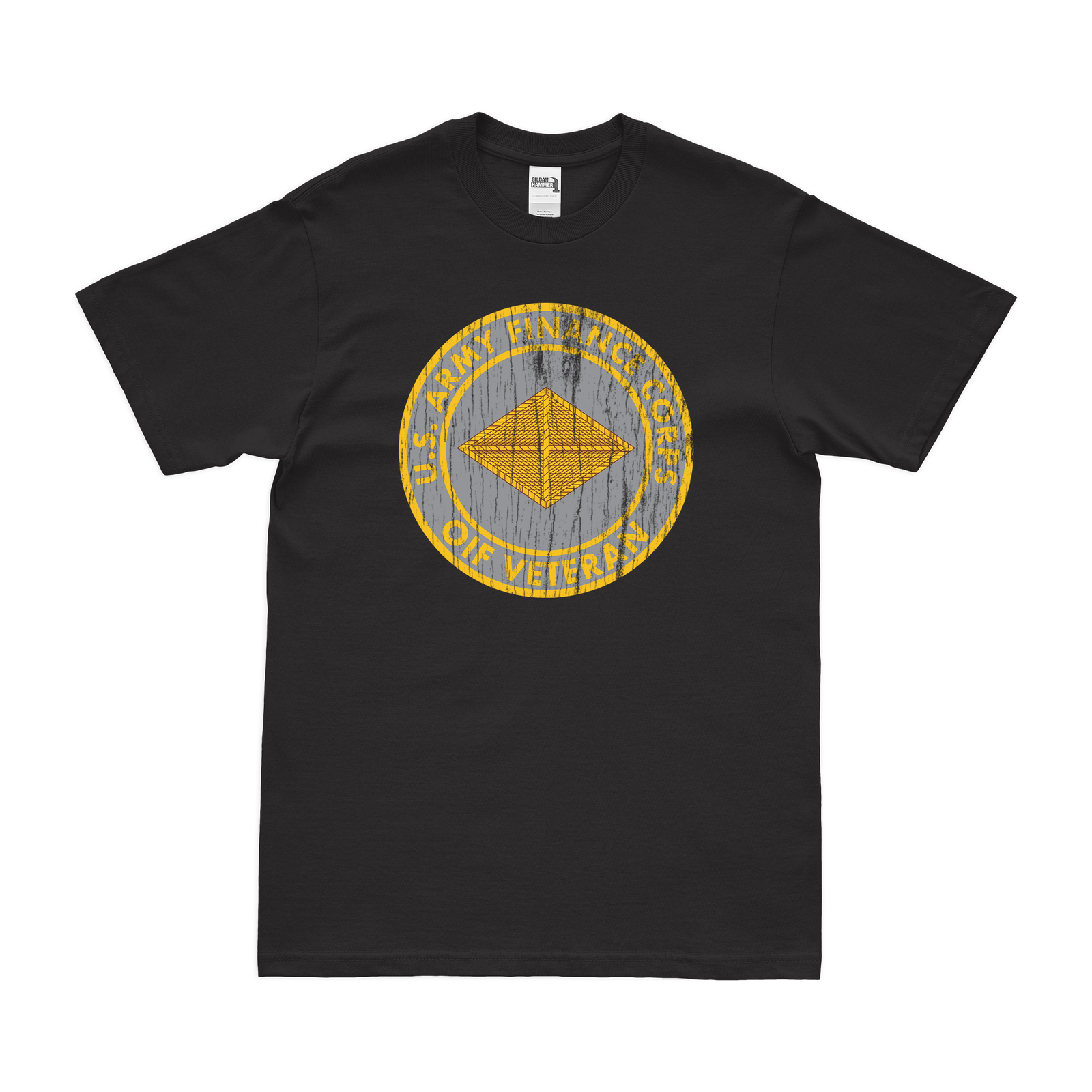 U.S. Army Finance Corps OIF Veteran T-Shirt Tactically Acquired Black Distressed Small