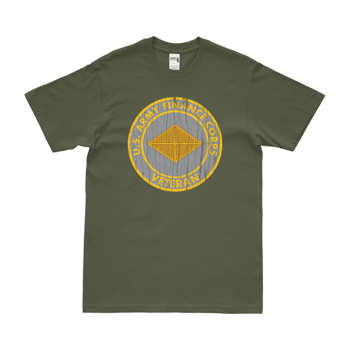 U.S. Army Finance Corps Veteran T-Shirt Tactically Acquired Military Green Distressed Small