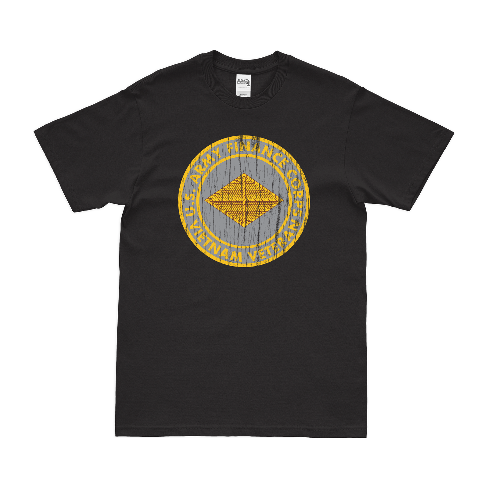 U.S. Army Finance Corps Vietnam Veteran T-Shirt Tactically Acquired Black Distressed Small