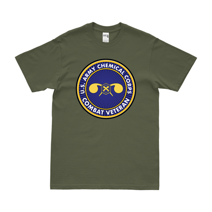 Army Chemical Corps Combat Veteran T-Shirt Tactically Acquired Military Green Clean Small