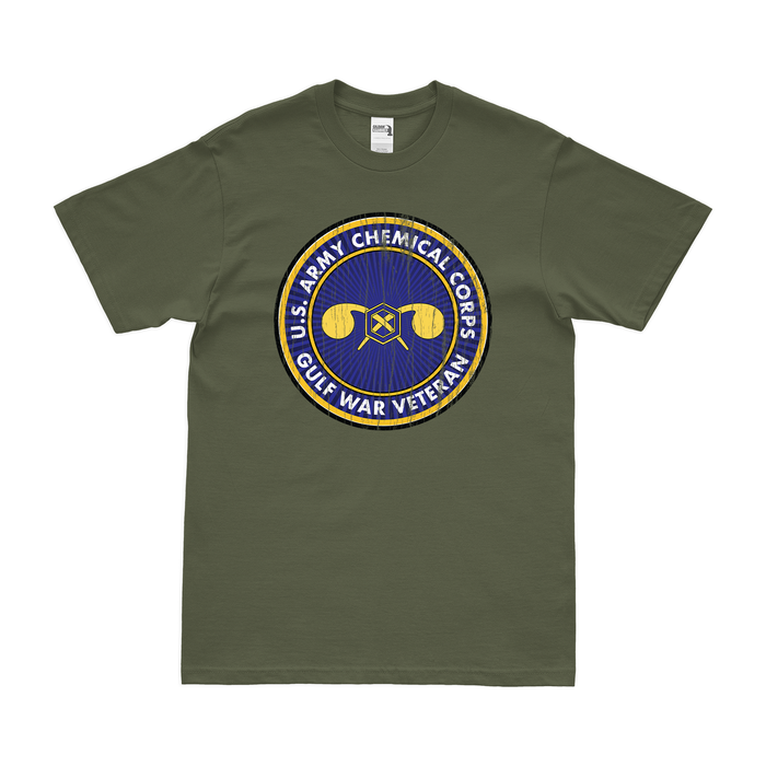 Army Chemical Corps Gulf War Veteran T-Shirt Tactically Acquired Military Green Distressed Small
