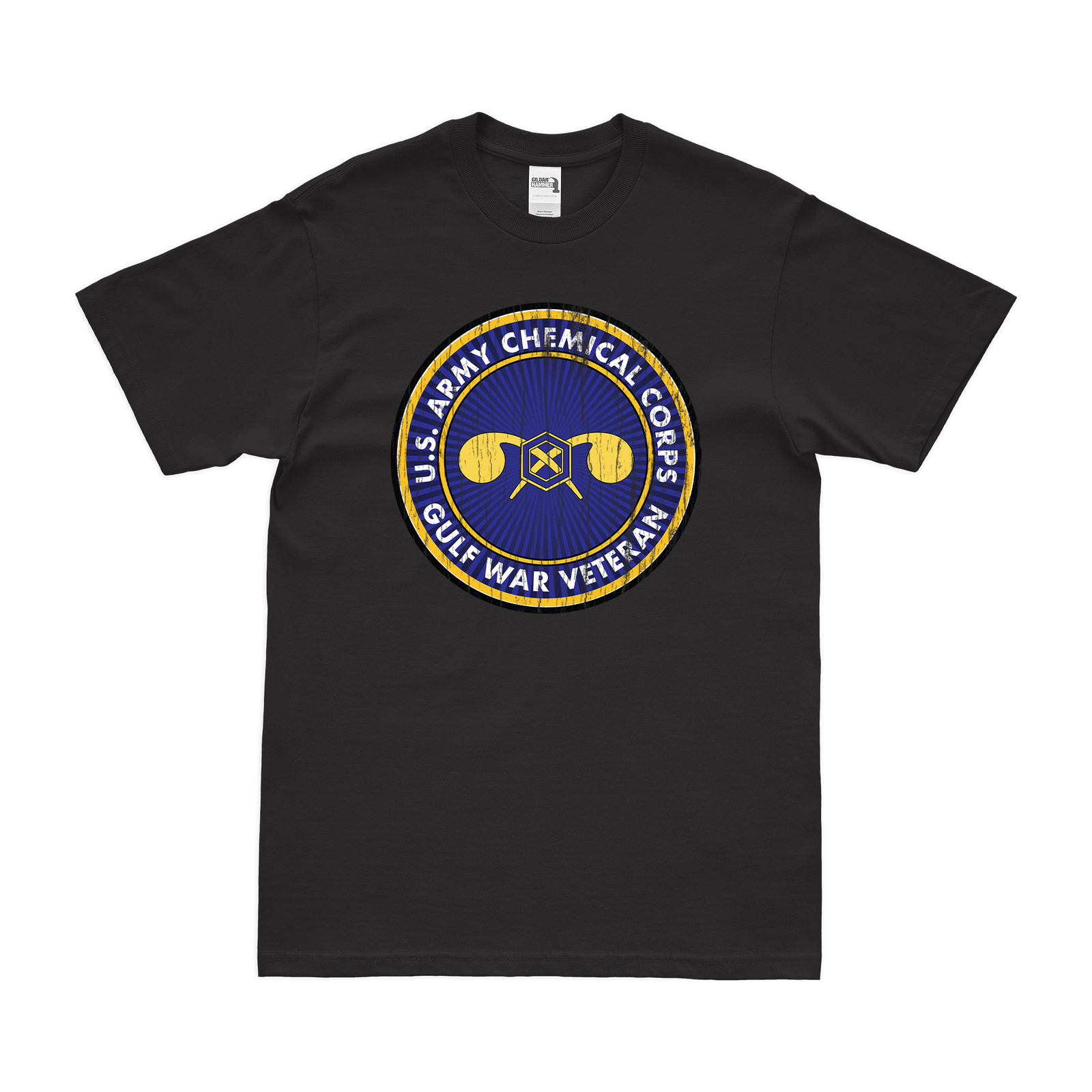 Army Chemical Corps Gulf War Veteran T-Shirt Tactically Acquired Black Distressed Small