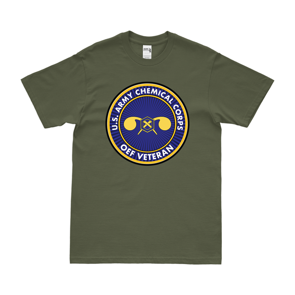 Army Chemical Corps OEF Veteran T-Shirt Tactically Acquired Military Green Clean Small