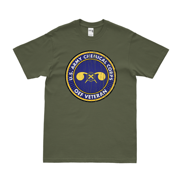 Army Chemical Corps OEF Veteran T-Shirt Tactically Acquired Military Green Distressed Small