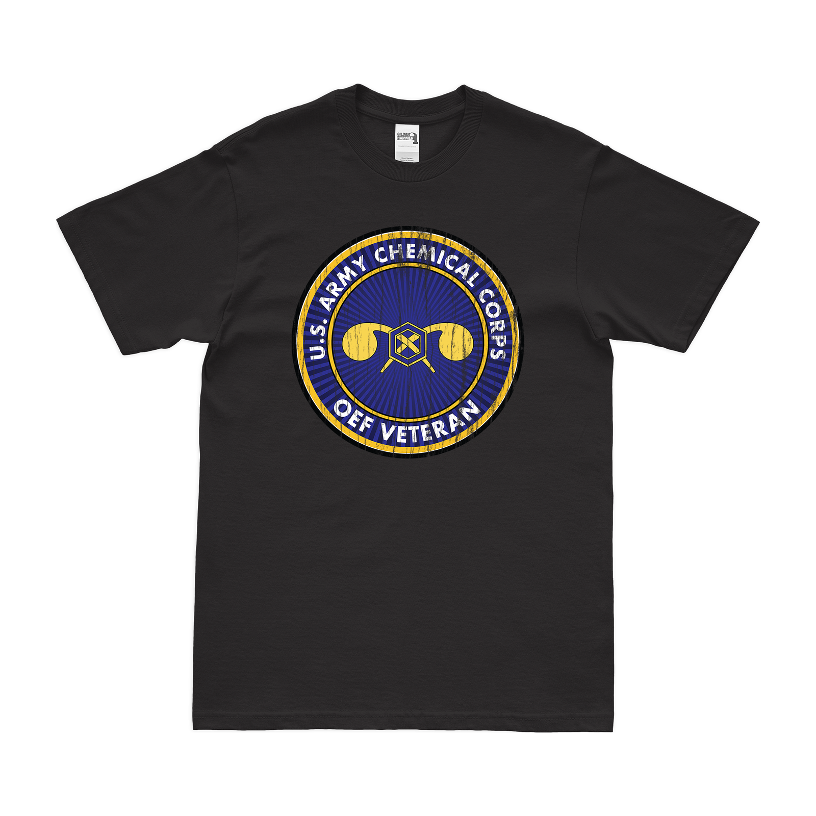 Army Chemical Corps OEF Veteran T-Shirt Tactically Acquired Black Distressed Small