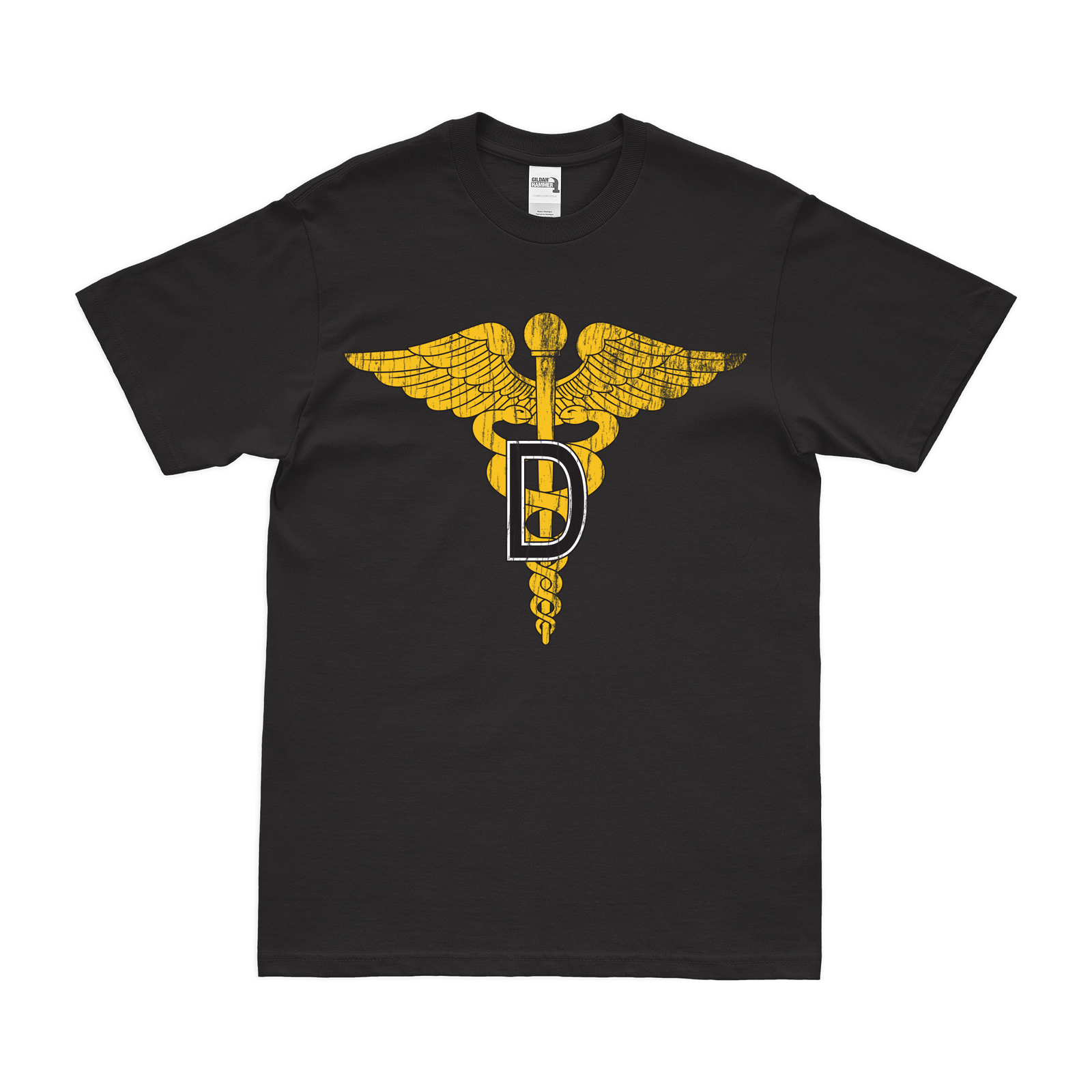 U.S. Army Dental Corps Emblem T-Shirt Tactically Acquired Black Distressed Small