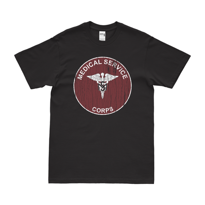 Medical Service Corps Branch Plaque T-Shirt Tactically Acquired Black Distressed Small