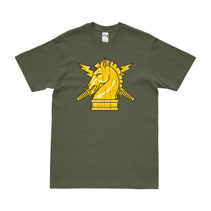 U.S. Army PSYOPS Branch Emblem T-Shirt Tactically Acquired Military Green Distressed Small