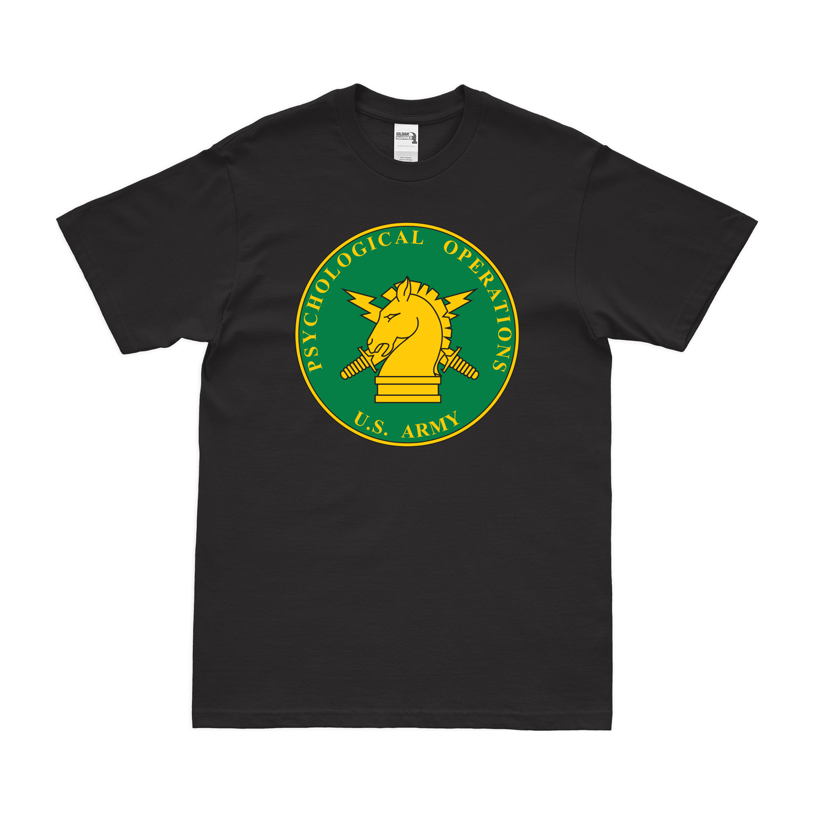 U.S. Army Psychological Operations Branch Plaque T-Shirt Tactically Acquired Black Clean Small
