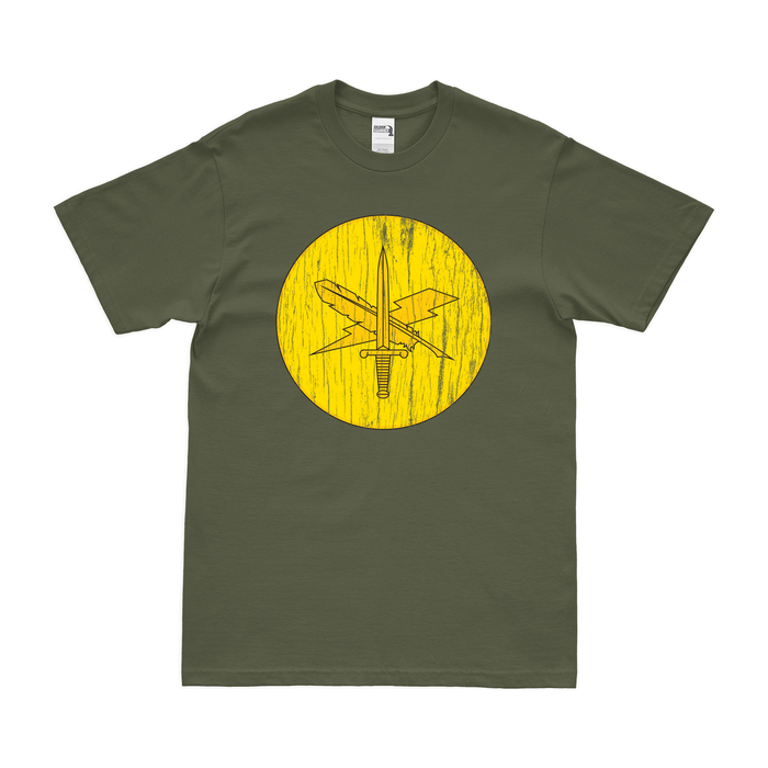 U.S. Army Public Affairs Branch Emblem T-Shirt Tactically Acquired Military Green Distressed Small