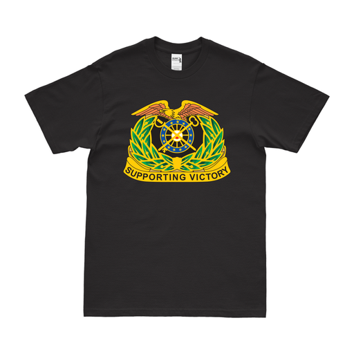 U.S. Army Quartermaster Corps Branch Insignia T-Shirt Tactically Acquired Black Clean Small