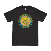 U.S. Army Quartermaster Corps Branch Plaque T-Shirt Tactically Acquired Black Distressed Small