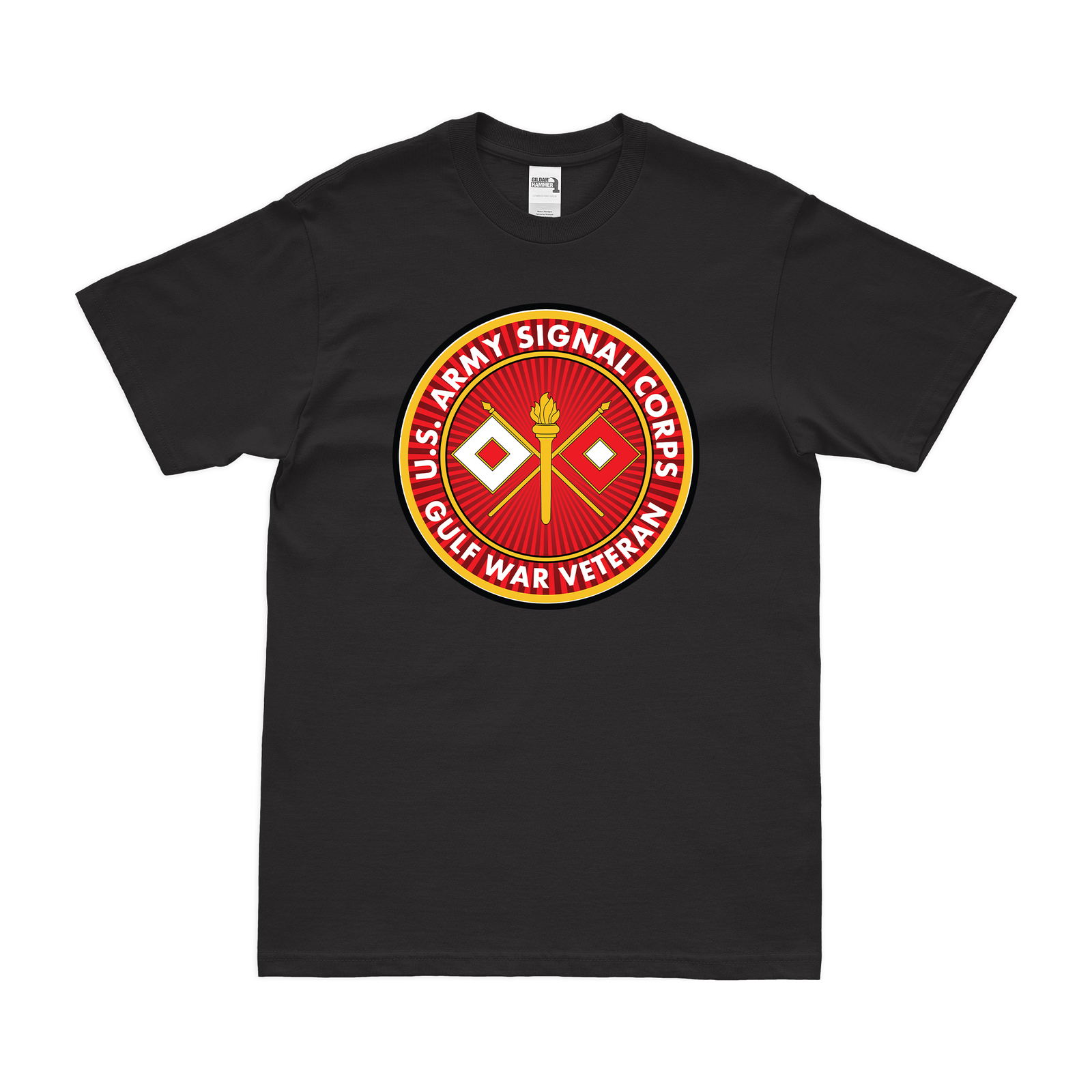 U.S. Army Signal Corps Gulf War Veteran T-Shirt Tactically Acquired Black Clean Small