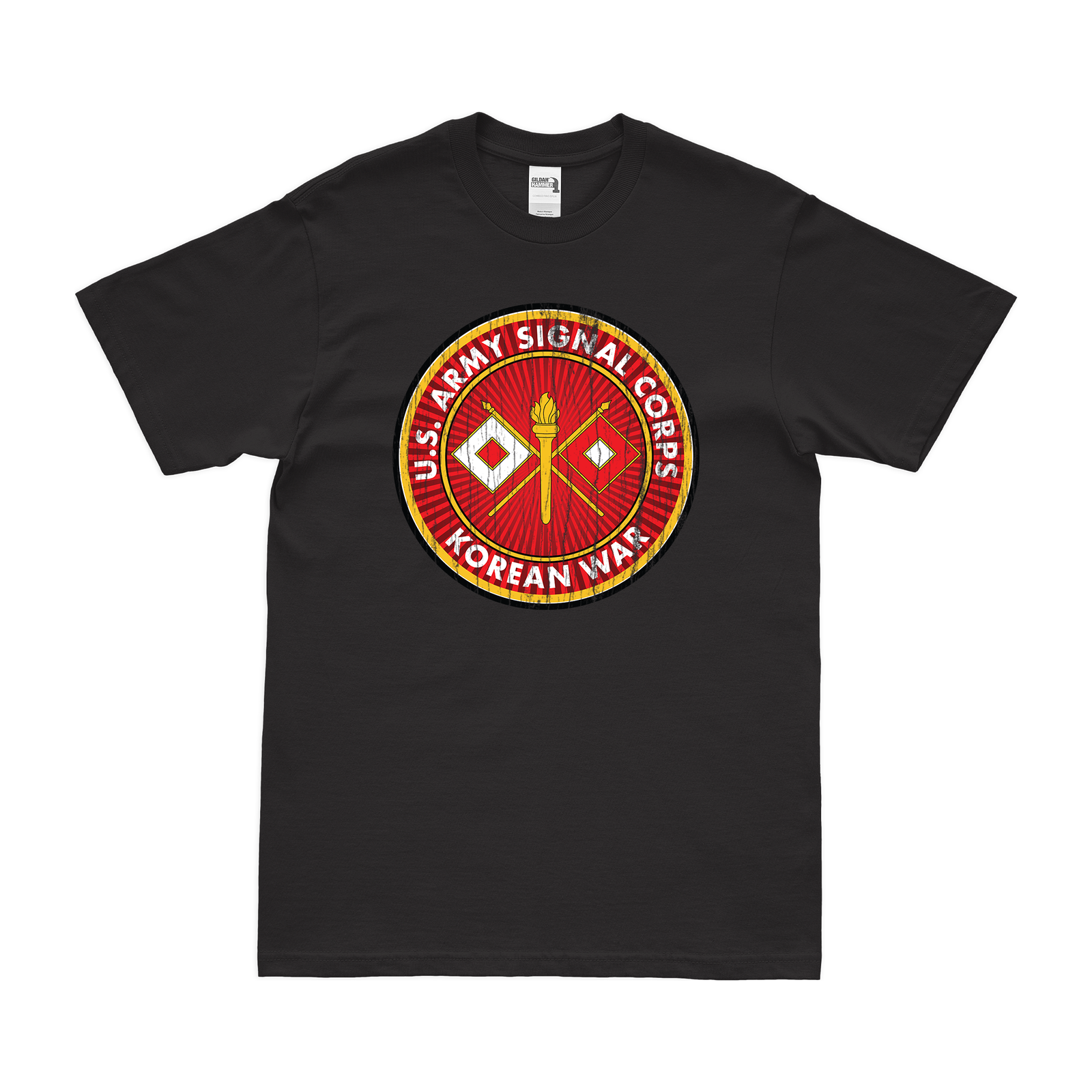 U.S. Army Signal Corps Korean War Legacy T-Shirt Tactically Acquired Black Distressed Small