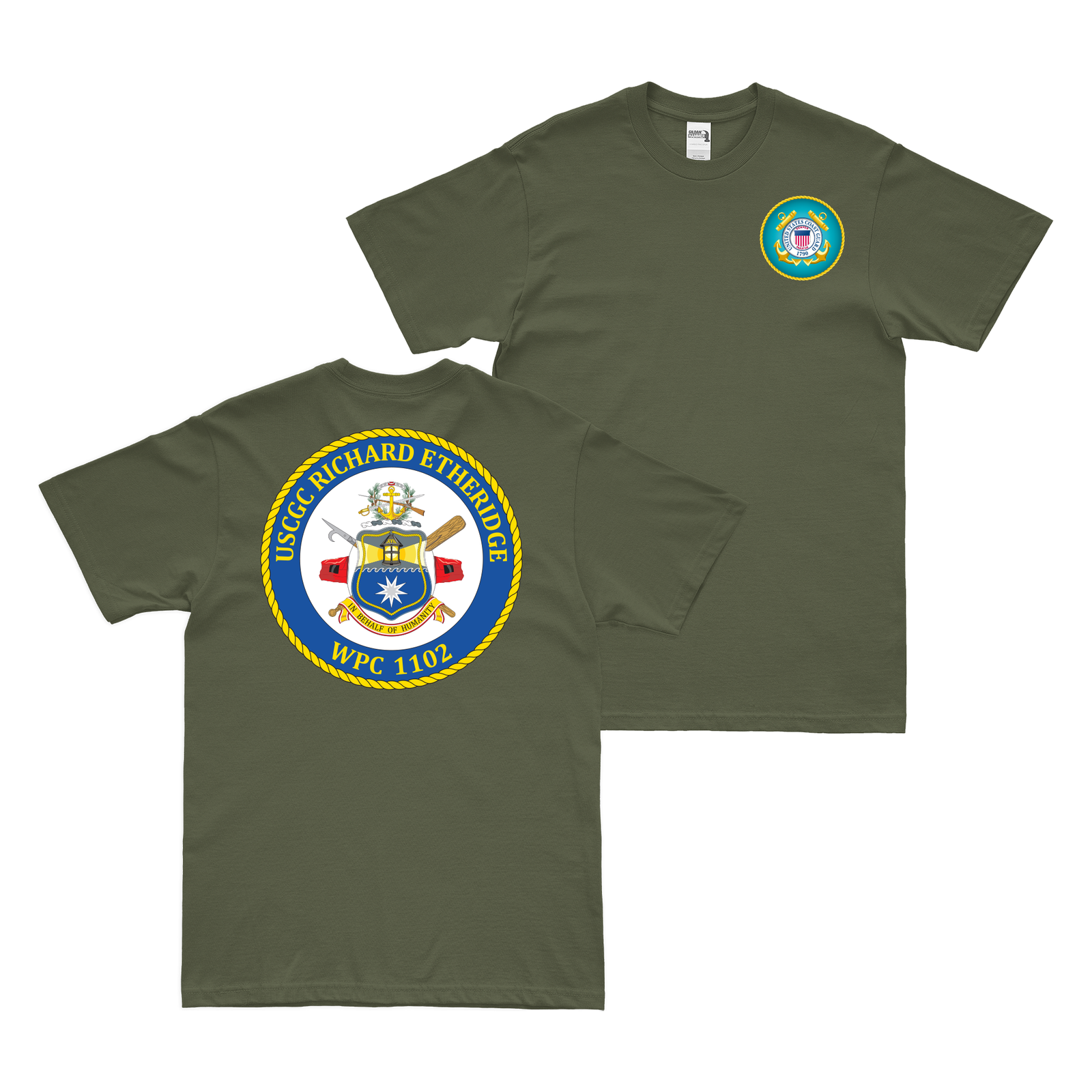 Double-Sided USCGC Richard Etheridge (WPC-1102) T-Shirt Tactically Acquired   