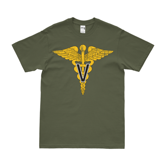 U.S. Army Veterinary Corps Branch Emblem T-Shirt Tactically Acquired Military Green Distressed Small